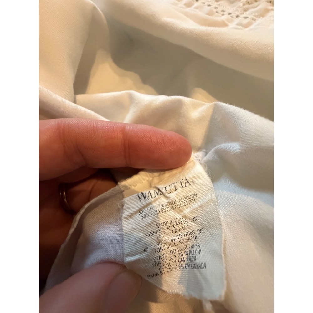 Wamsutta Vintage White Eyelet Lace Pillowcase and Sham Set 3pc USA Cottagecore - Picture 5 of 8